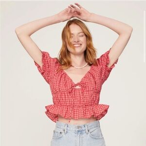 LOUNA Gingham Crop Top